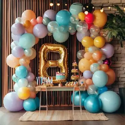 Birthday balloon decoration setup